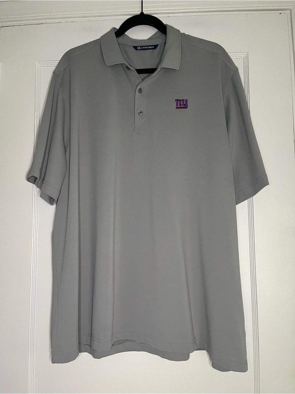 Men's XXL Light Gray Polo Shirt with Embroidered NY Logo Cutter & Buck